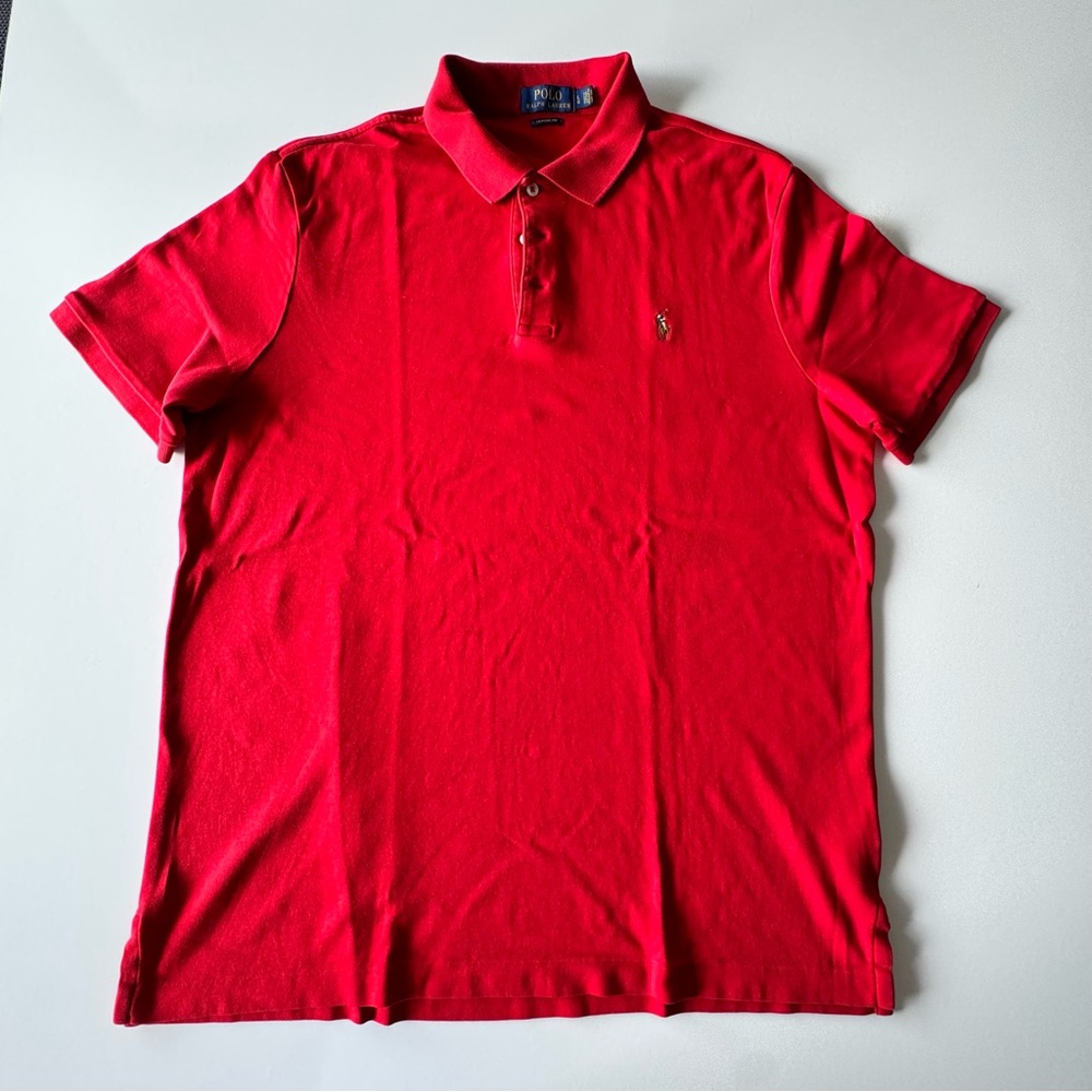 Polo Ralph Lauren Mens 100% Cotton Polo Shirt Large Classic Fit Red
